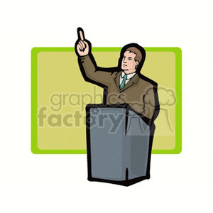 political man speaking at the podium clipart.