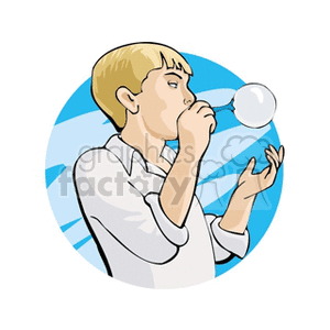 Boy blowing bubbles clipart.