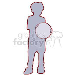 Silhouette of a boy holding a ball clipart. Royalty-free image # 158721