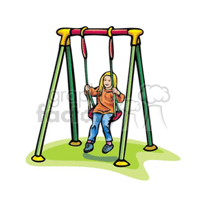 Girl on a swing clipart. Commercial use image # 158919