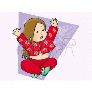 Little girl waving her hands in the air clipart. Commercial use image # 158921