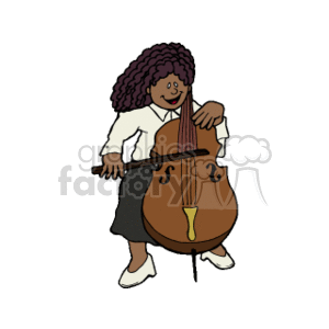 African american girl playing the cello clipart. Commercial use image # 158970