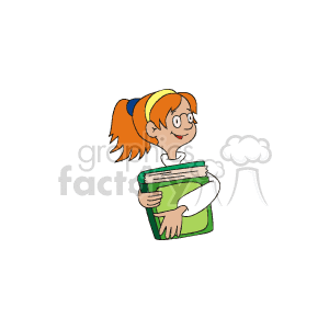Red haired girl with glasses holding a green book clipart. Commercial use image # 158999