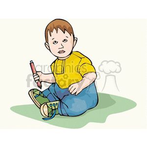 A little boy with a pencil in his hand clipart. Commercial use image # 159077