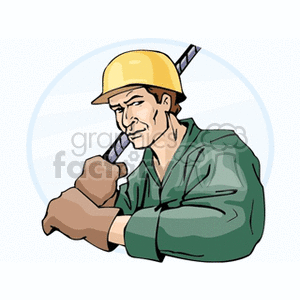 Construction worker wearing a hard hat clipart. Royalty-free image # 159874