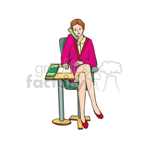 Secretary woman sitting and talking on the phone  clipart. Royalty-free image # 159878