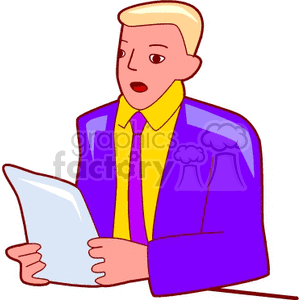 Cartoon news broadcaster clipart. Royalty-free image # 159880