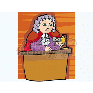 Cartoon judge making a ruling clipart. Commercial use image # 159896
