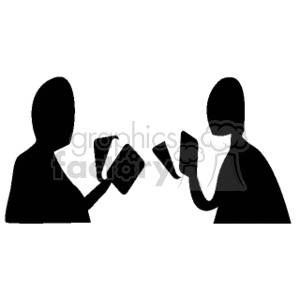 silhouette silhouettes playing cards card game games poker gambling  0705PLAYINGCARDS.gif Clip+Art People Shadow People brothers