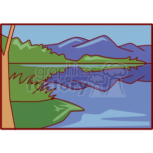   water lake lakes river rivers summer land earth nature mountain mountains tree trees  lake402.gif Clip Art Places 