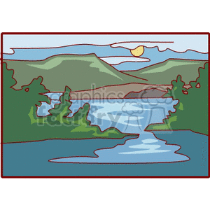   water lake lakes river rivers summer sun land earth nature mountain mountains tree trees Clip Art Places 