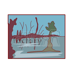   tree trees swamp water  swamp500.gif Clip Art Places 