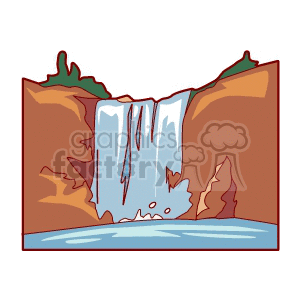   mountain mountains waterfall waterfalls water river rivers tree trees  waterfall500.gif Clip Art Places 