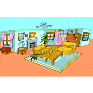 living+room house houses inside furniture rooms  PAO0105.gif Clip+Art Places Buildings cartoon