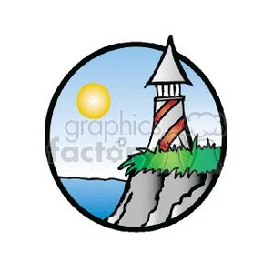 lighthouse-sunlight clipart. Commercial use image # 162929