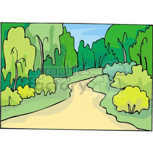tree trees woods trail trails dirt road roads landscape140.gif Clip Art Places Landscape 