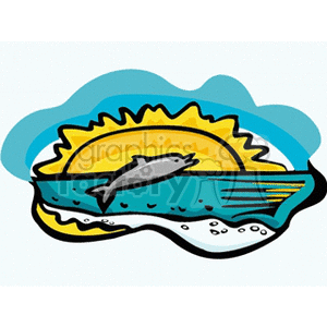 Jumping fish at Dawn clipart. Commercial use image # 163440