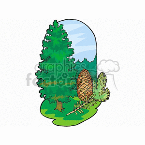   tree trees forest woods country land pine cone cones pincone pincones  landscape481211.gif Clip Art Places Landscape 