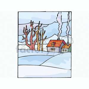 clipart - Winter lanscape scene.