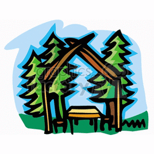clipart - picnic table at a park.