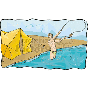   tent tents camping camp guy man men people guys fishing boy boys water  rest12.gif Clip Art Places Outdoors 