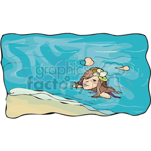 Girl swimming in a lake clipart. Royalty-free image # 163982