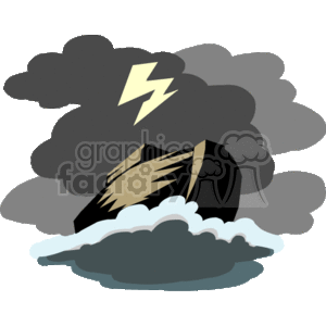 Noah's Ark in a lightning storm clipart.