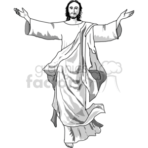 The Risen Christ coming in black and white clipart. Royalty-free image # 164235