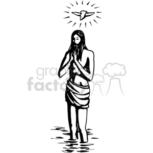 Christ and the Holy Spirit as a dove in the baptism waters clipart. Commercial use image # 164237