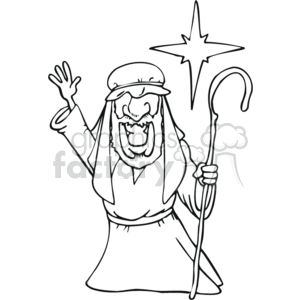 clipart - Happy shepherd with a star in the sky.