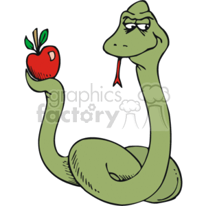 The snake holding the forbidden fruit clipart. Commercial use image # 164639