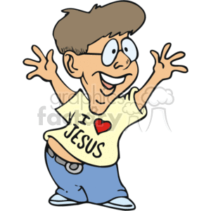 Christian boy with I Love Jesus tshirt