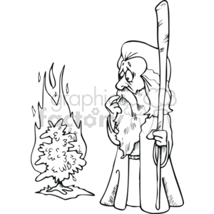 the burning bush cartoon outline clipart. Commercial use image # 164719