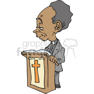 African american preacher standing at the pulpit clipart.