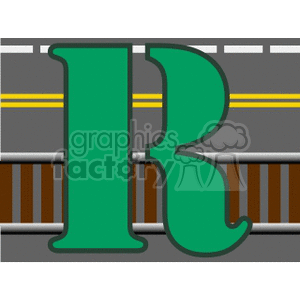 clipart - Letter R with Transportation Background.
