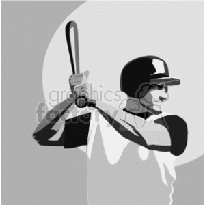grayscale Baseball batter clipart. Commercial use image # 168413