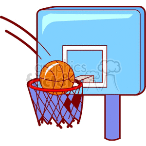 clipart - basketball in the net .