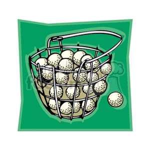 Basket of golf balls clipart.