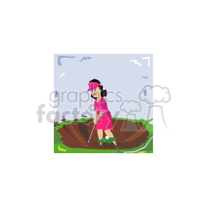 women golfer stuck in a hole clipart. Royalty-free image # 169183