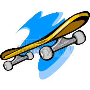 A Yellow Skateboard with Silver Trucks and Wheels clipart. Commercial use image # 169567