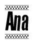 The image contains the text Ana in a bold, stylized font, with a checkered flag pattern bordering the top and bottom of the text.