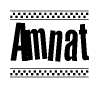 The image contains the text Amnat in a bold, stylized font, with a checkered flag pattern bordering the top and bottom of the text.