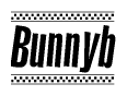 The image contains the text Bunnyb in a bold, stylized font, with a checkered flag pattern bordering the top and bottom of the text.
