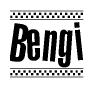 The clipart image displays the text Bengi in a bold, stylized font. It is enclosed in a rectangular border with a checkerboard pattern running below and above the text, similar to a finish line in racing. 