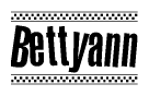 The image contains the text Bettyann in a bold, stylized font, with a checkered flag pattern bordering the top and bottom of the text.