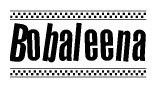 The clipart image displays the text Bobaleena in a bold, stylized font. It is enclosed in a rectangular border with a checkerboard pattern running below and above the text, similar to a finish line in racing. 