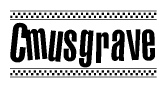 The clipart image displays the text Cmusgrave in a bold, stylized font. It is enclosed in a rectangular border with a checkerboard pattern running below and above the text, similar to a finish line in racing. 