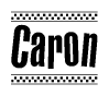 The clipart image displays the text Caron in a bold, stylized font. It is enclosed in a rectangular border with a checkerboard pattern running below and above the text, similar to a finish line in racing. 
