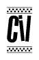 The image contains the text Cil in a bold, stylized font, with a checkered flag pattern bordering the top and bottom of the text.
