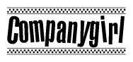 The clipart image displays the text Companygirl in a bold, stylized font. It is enclosed in a rectangular border with a checkerboard pattern running below and above the text, similar to a finish line in racing. 